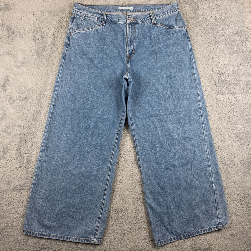 Levis 94 Baggy Wide Leg Jeans Womens 34 Blue Medium Wash High Rise Cotton Denim